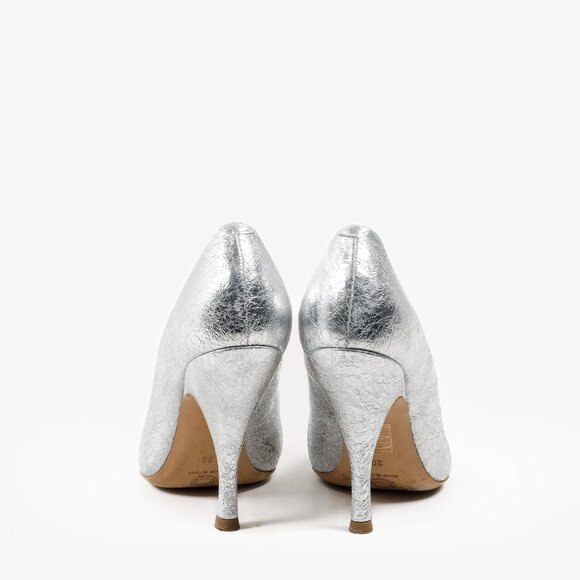 Dries Van Noten Distressed Silver Leather Heels - Picture 3 of 8